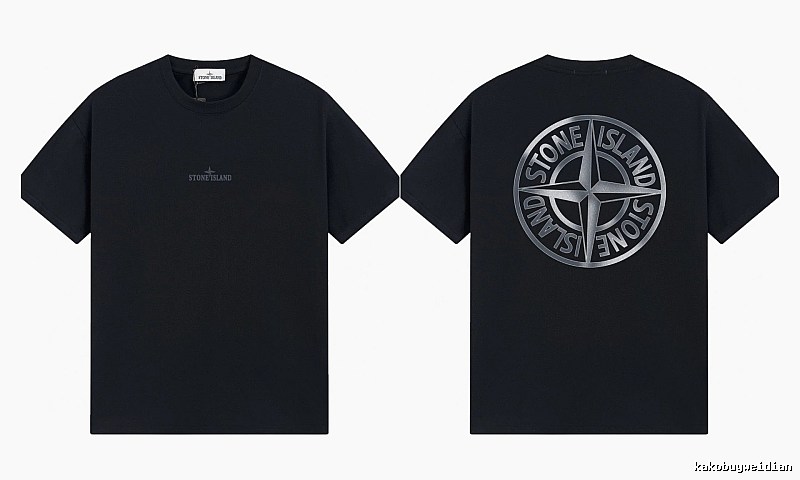 Stone Island Compass Collection Street Style Black T-Shirt