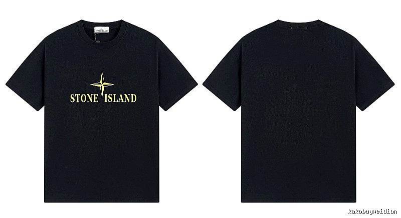 Stone Island Compass Print Street Style Black T-Shirt