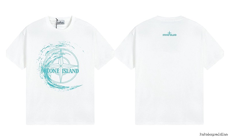 Stone Island Compass Print Street Style White T-Shirt