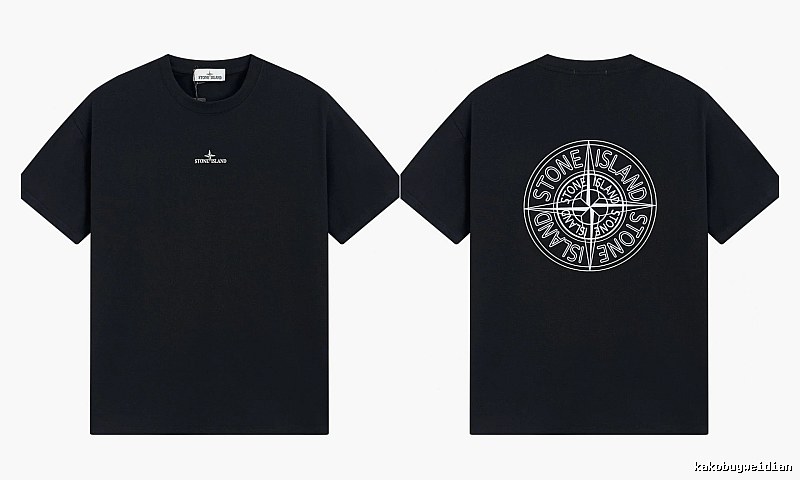 Stone Island Compass Print Trendy Cool Black T-Shirt