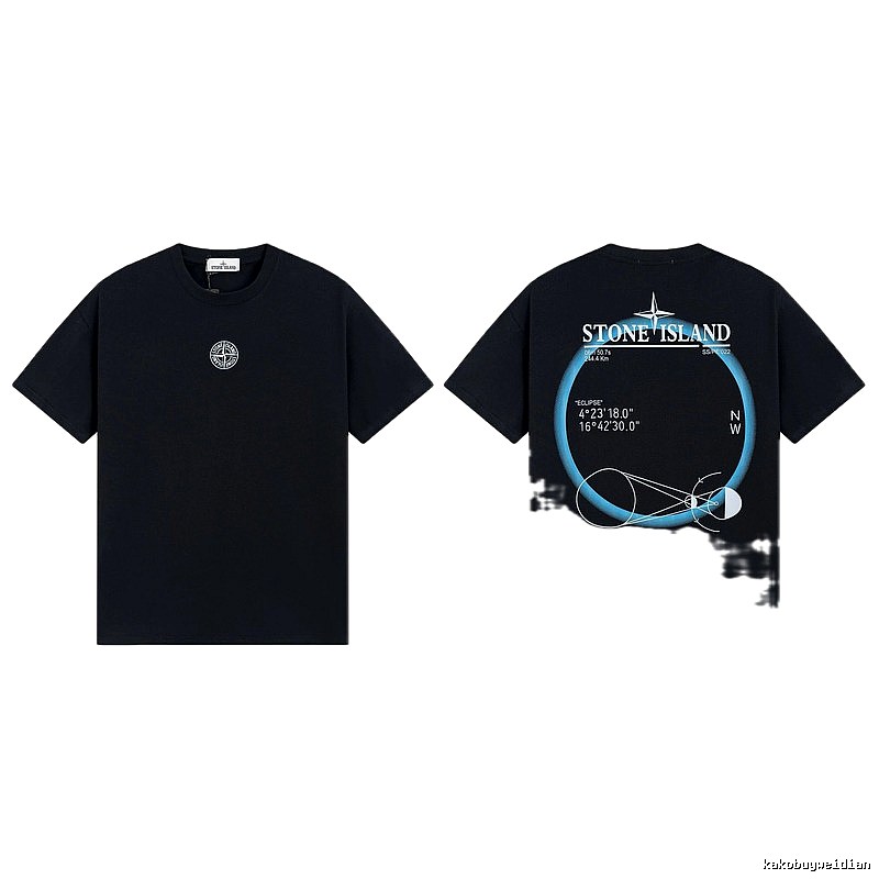 Stone Island Eclipse Collection Techwear Style Black Short-sleeve T-shirt