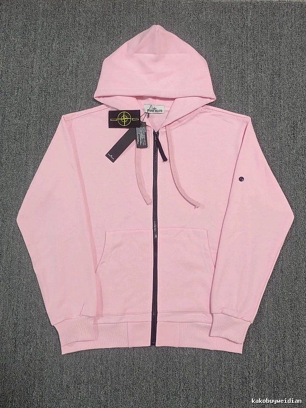 Stone Island Pink Zip Hoodie Casual Layering