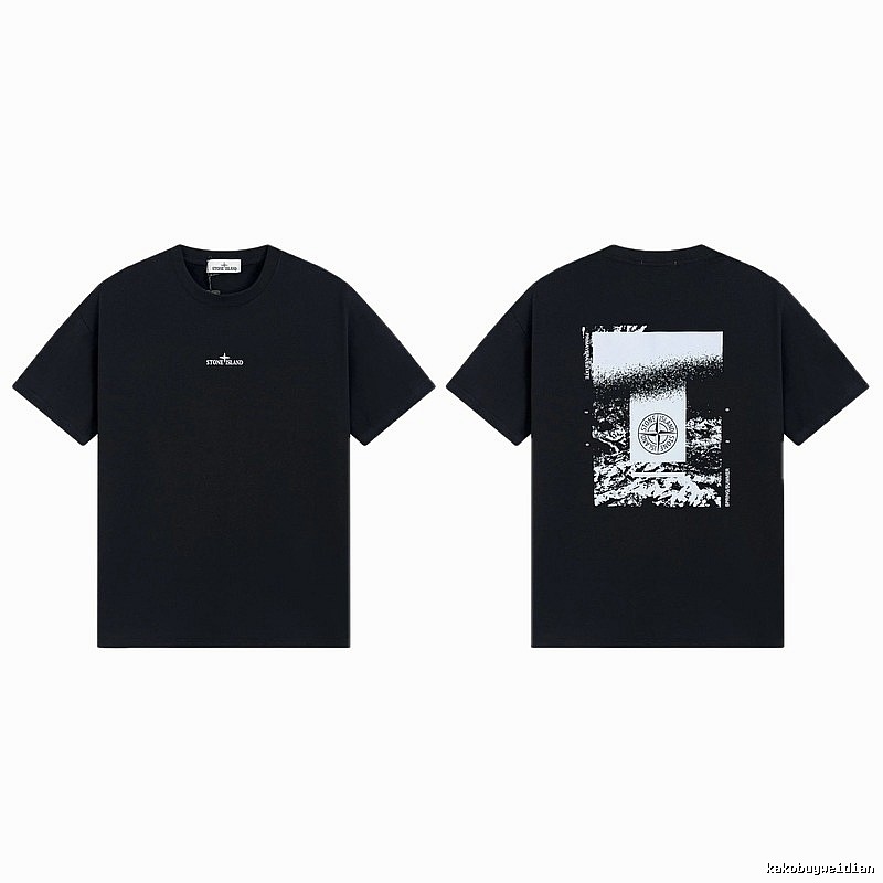 Stone Island Printed Functional Style Black Short Sleeve T-Shirt