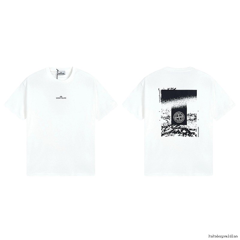 Stone Island Spring Summer Printed Street Style White T-Shirt