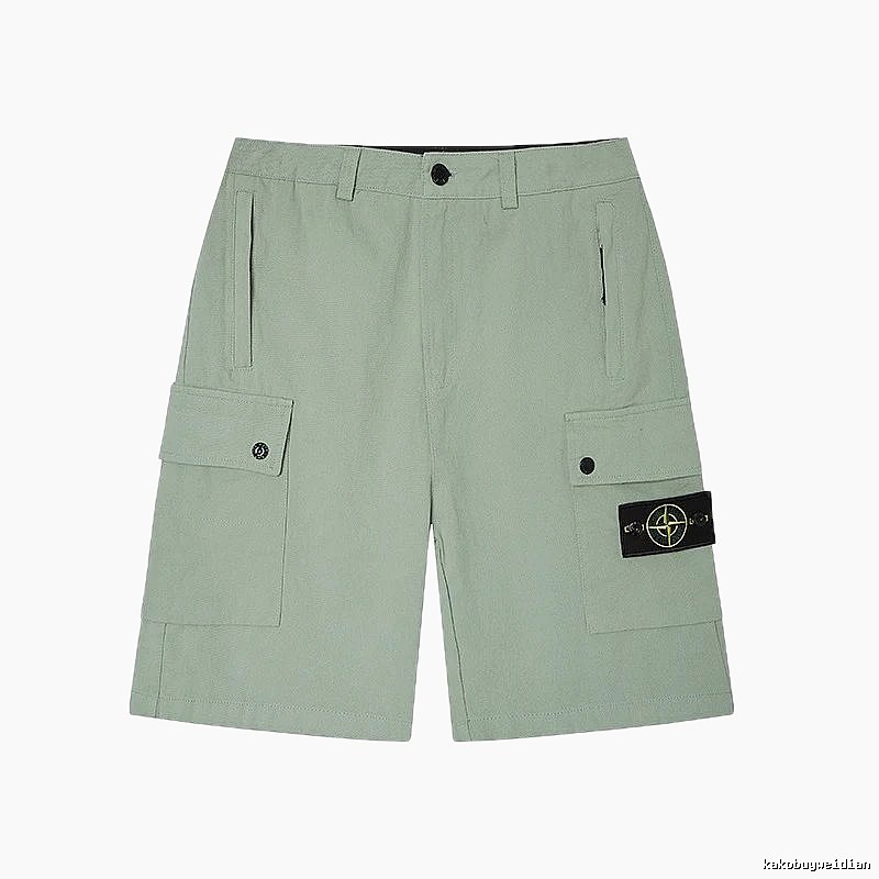 Stone Island Techwear-style Multi-pocket Light Green Cargo Shorts