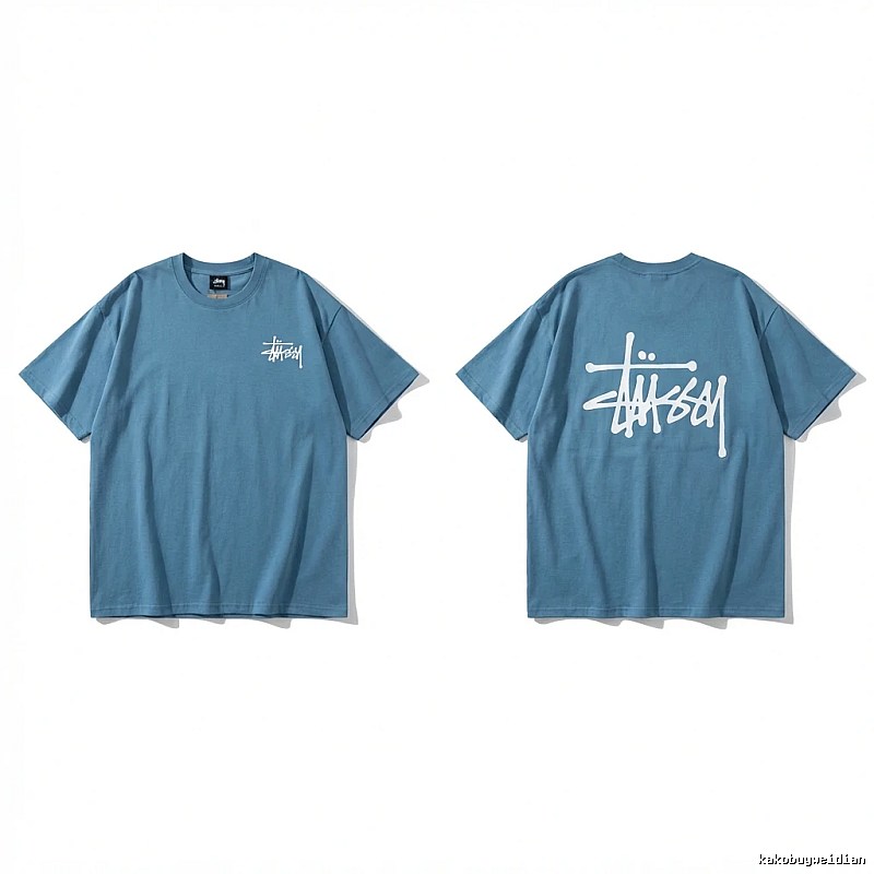 Stussy basic simple style blue T-shirt