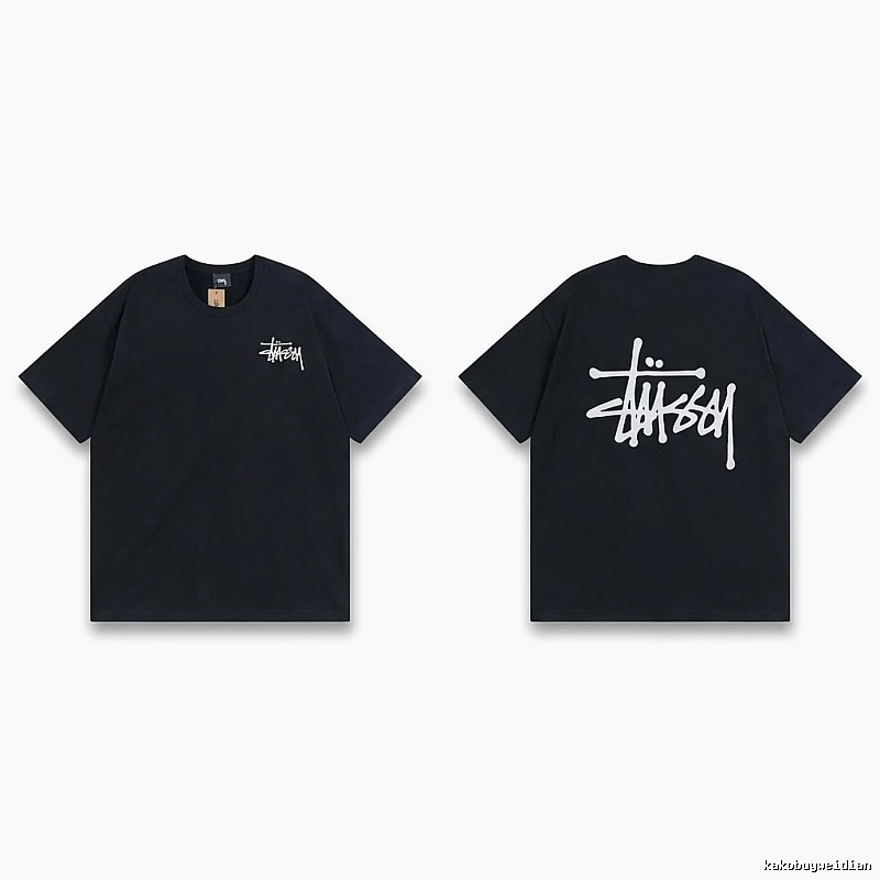 Stussy basic style simple black T-shirt