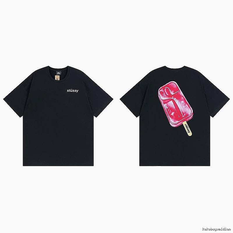 Stussy Black Spider Graphic T-Shirt Resort Wear Logo