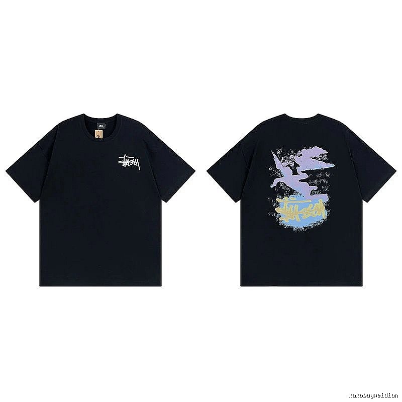 Stussy Black Spider Graphic T-Shirt Training Look Logo