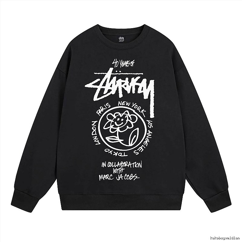 Stussy Black Style 539 Graphic SweatShirt Campus Look