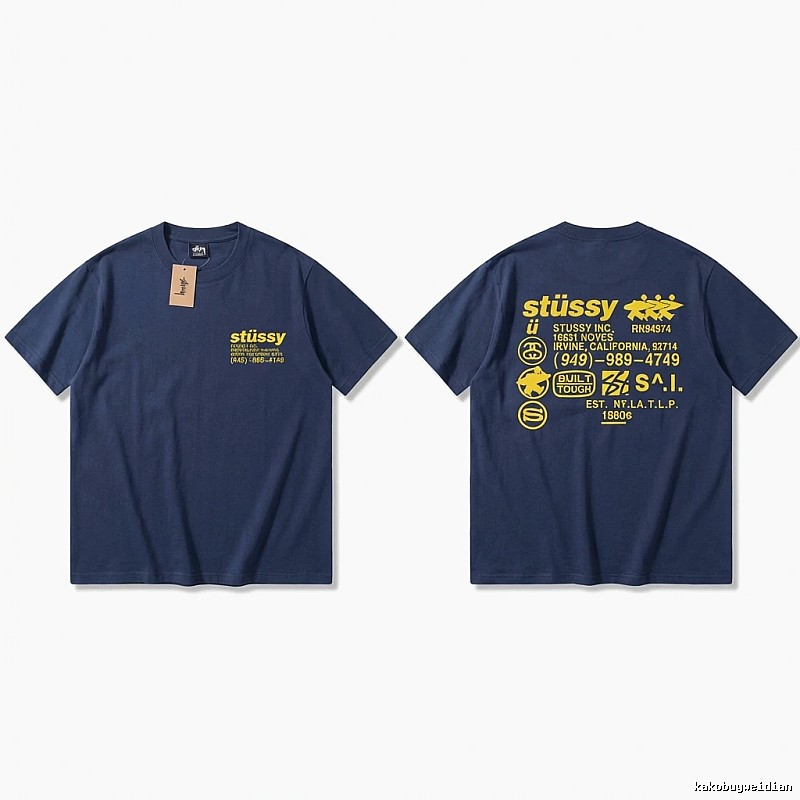 Stussy classic style trendy dark blue T-shirt
