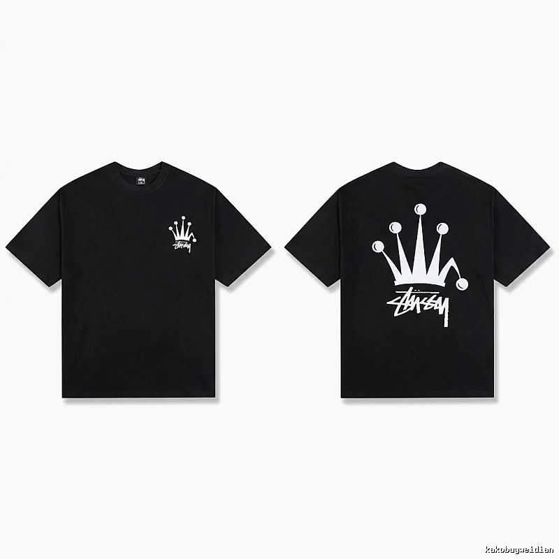 Stussy Crown Trendy and Cool Style Black T-shirt