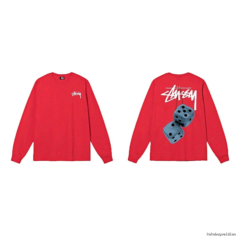 Stussy dice pattern red long-sleeved shirt