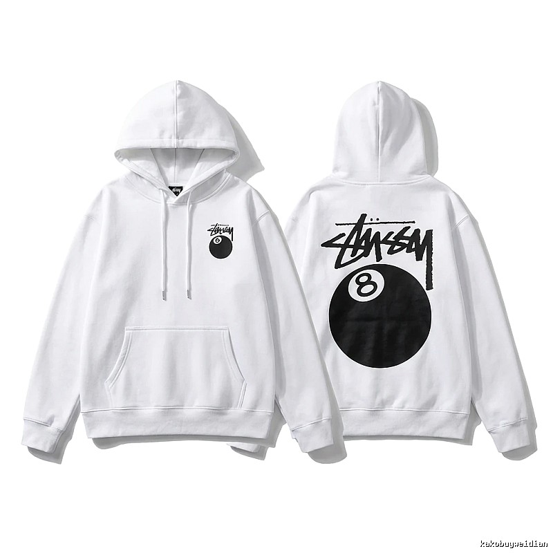 Stussy Eight Ball Series White Streetwear Hoodie