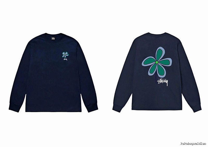Stussy Floral Series Casual Style Navy Long-Sleeve