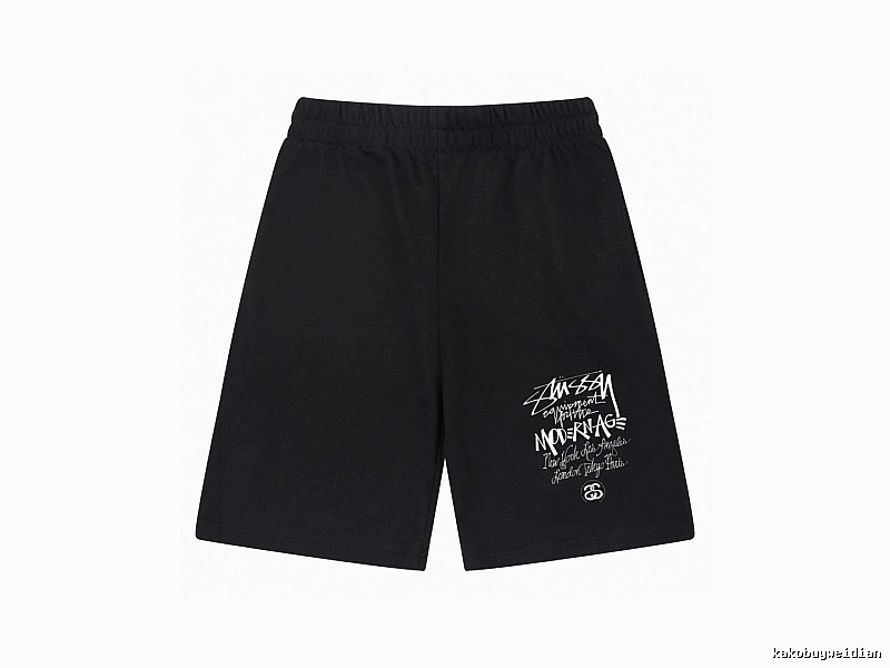 Stussy graffiti-style black shorts