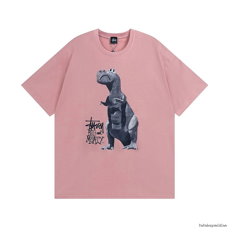 Stussy Pink Spider Graphic T-Shirt Easy Pairing Logo
