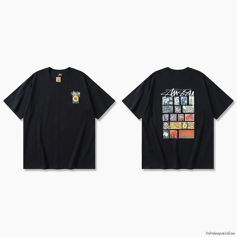 Stussy printed retro style black T-shirt