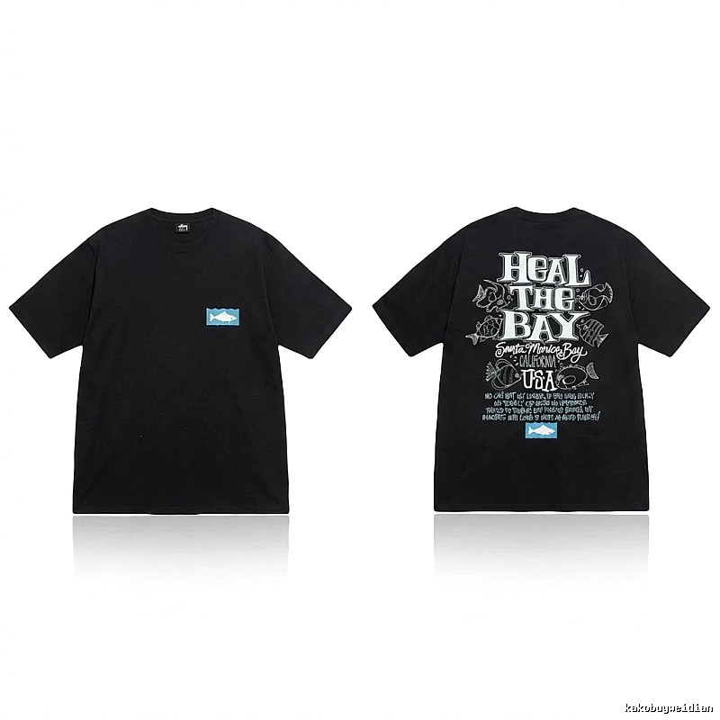 Stussy retro-style black short-sleeve