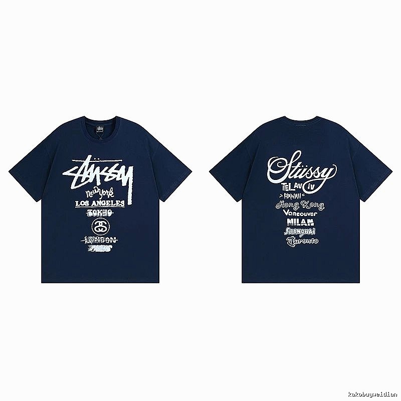 Stussy Simple Logo Finish Spider Graphic T-Shirt Minimal Look
