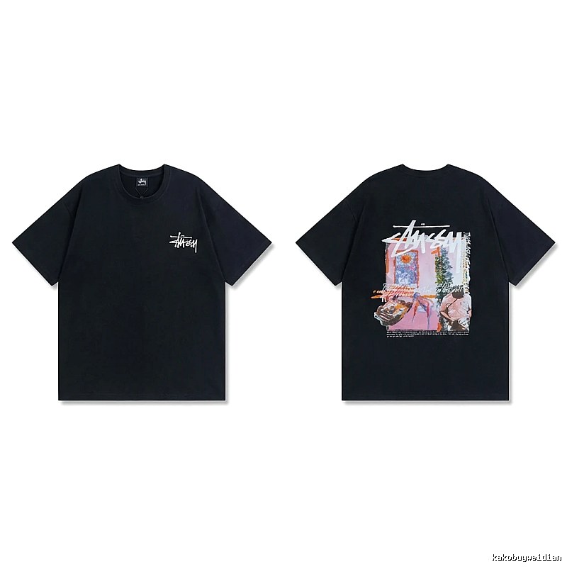 Stussy trendy style black T-shirt