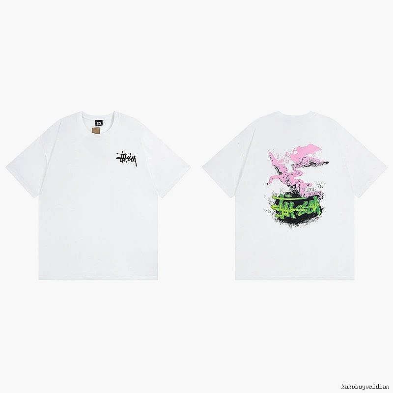 Stussy White Spider Graphic T-Shirt Commuter Look Logo