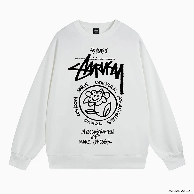 Stussy White Style 539 Graphic SweatShirt Airport Outfit