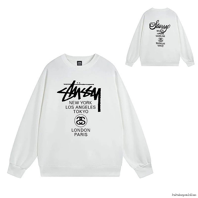 Stussy White Style 541 Graphic SweatShirt Coffee Run