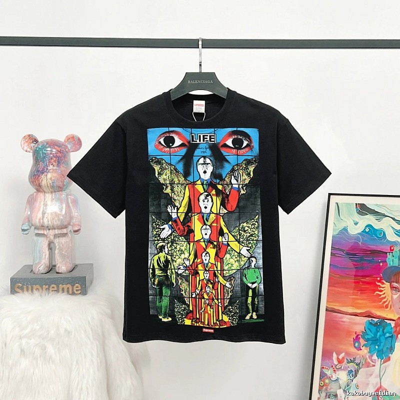 Supreme Art Print Street Style Black T-Shirt