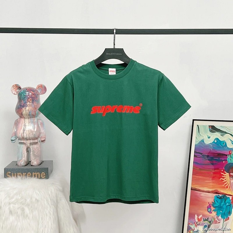 Supreme Classic Logo Street Style Green T-Shirt