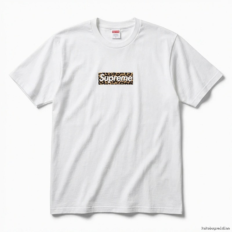 Supreme leopard - print style white T - shirt