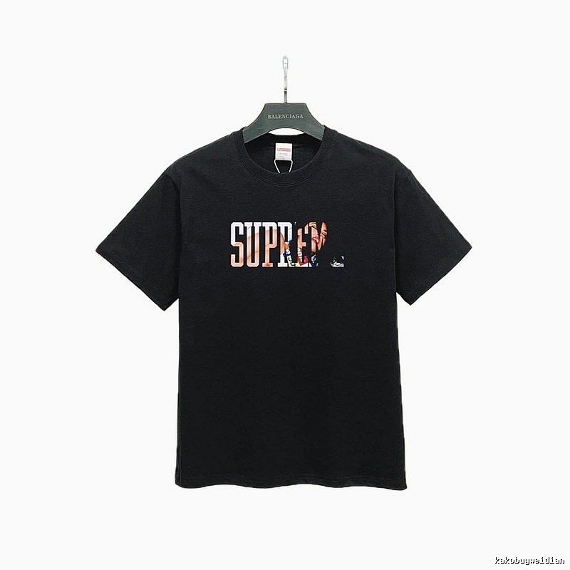 Supreme Portrait Print Street Style Black T-Shirt
