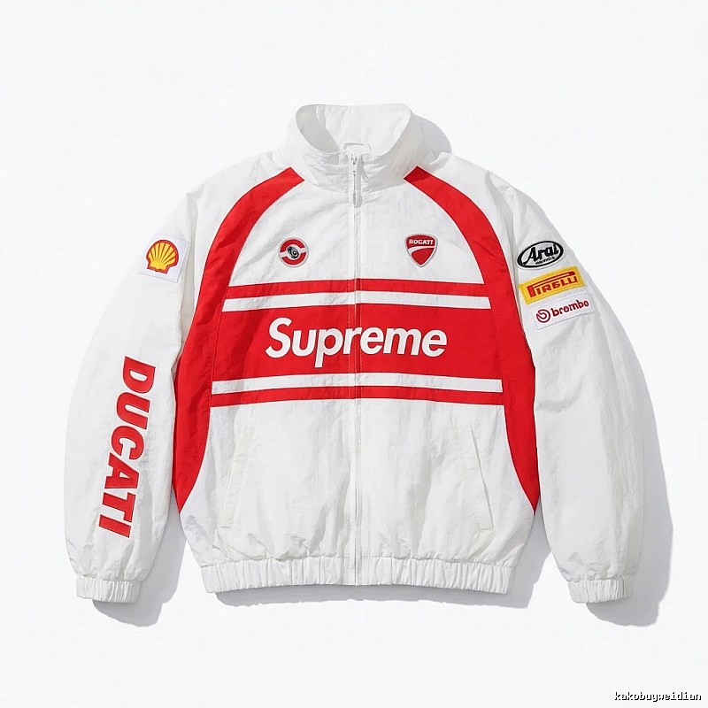 Supreme Red and White Racing Style Jacket