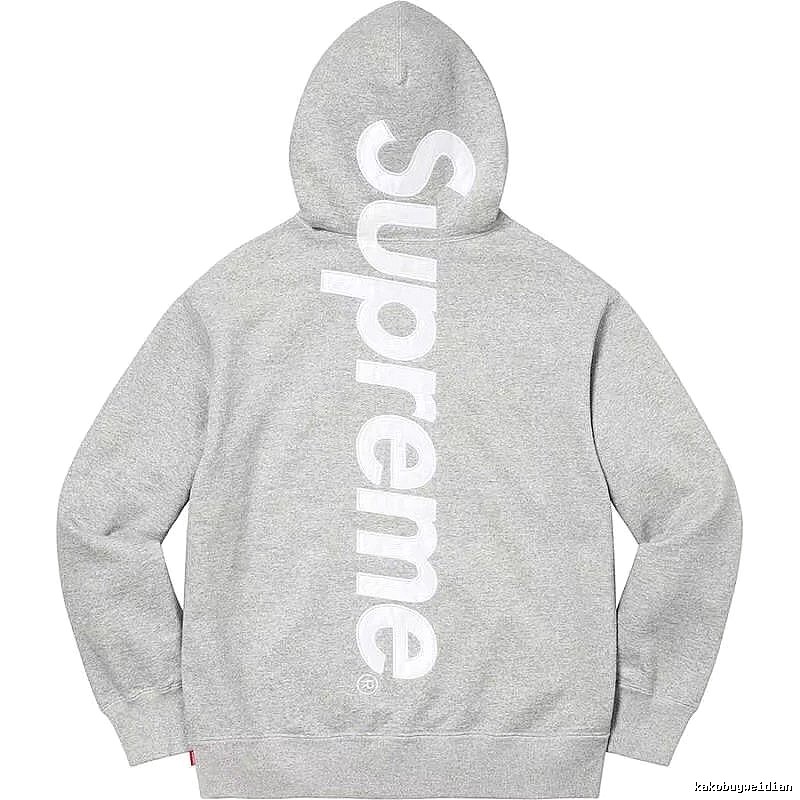 Supreme Relaxed Logo hoodie Gray Red Oversized with Designer-Inspired Detail