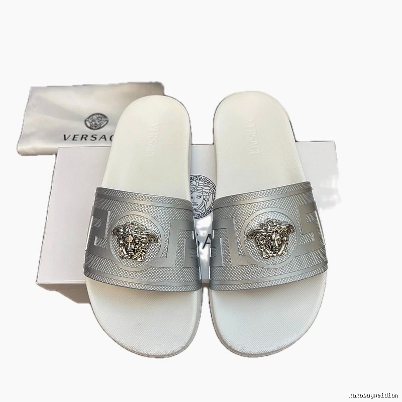 Versace Medusa Luxury Style Silver-white Slide Sandals