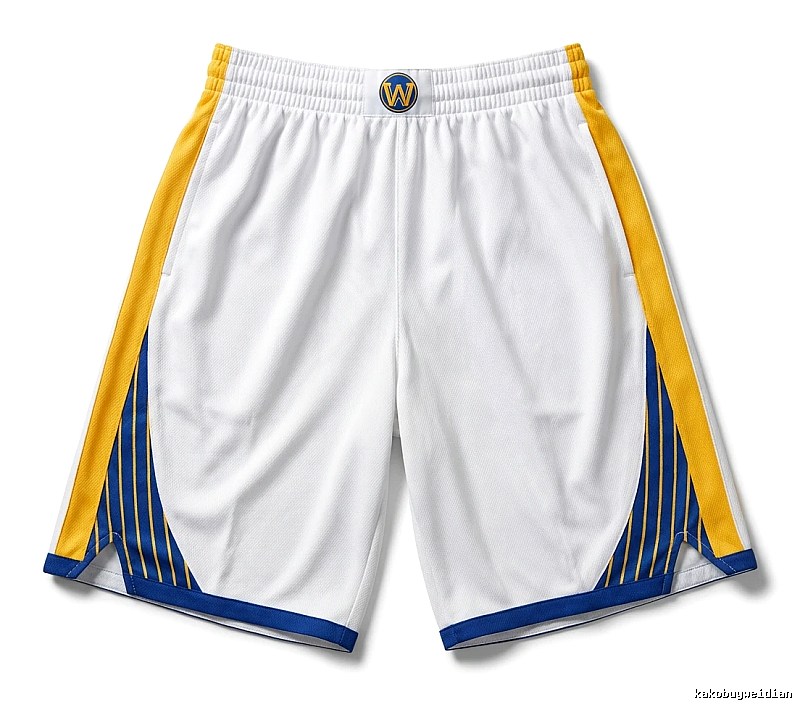 Warriors' Curry's white, yellow and blue shorts