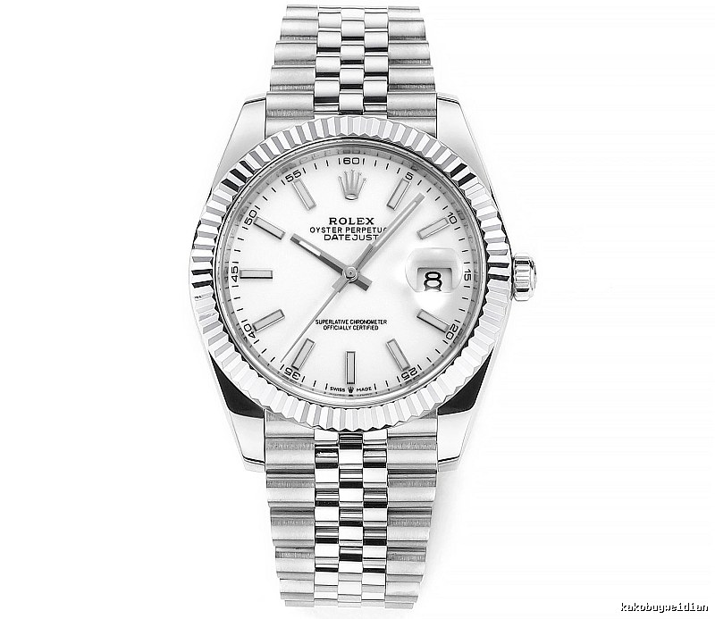 White Baton Dial Datejust Automatic Watch - Rolex Layering Edit