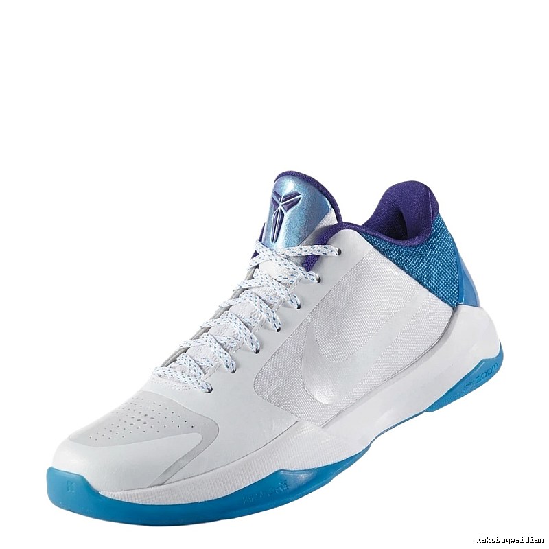 White, blue and purple color scheme for Nike basketball shoes