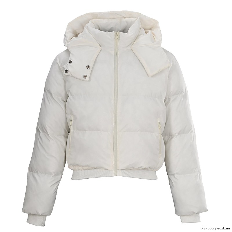 White Weekend Cropped Hooded Puffer