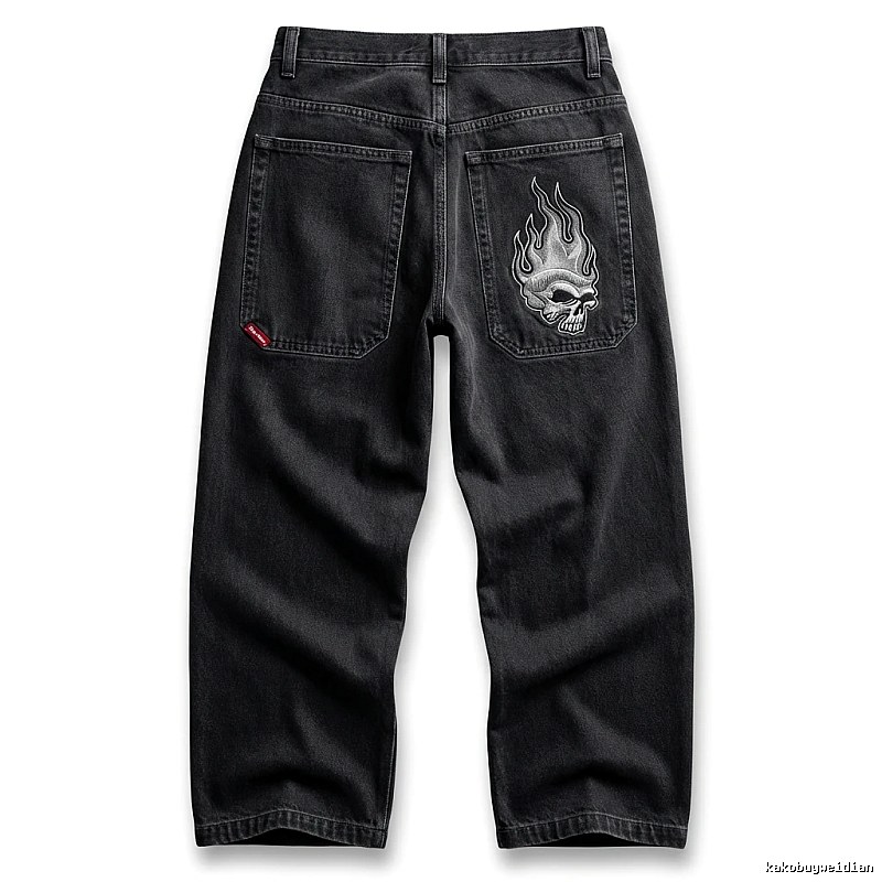 Y2K Fear of God Flame Black Denim Shorts